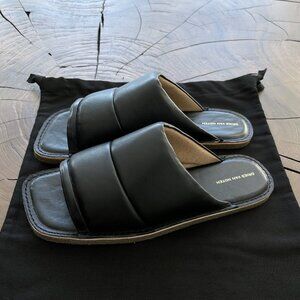 Dries Van Noten - EU41.5 Quilted Grained Leather Flat Slippers Slides SS21